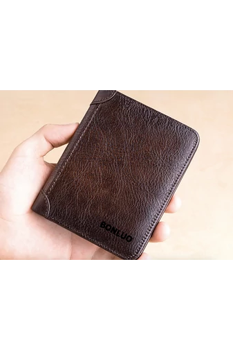 Férfi Barna Valódi Bőr Pénztárca (12,5x10x1,5cm) Bonluo