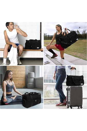 Prémium Minőségű Fekete Bonluo  Utazótáska/Fitnesztáska Cipőtartóval Wizz Air Méretben (40x30x20)