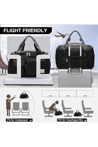 Prémium Minőségű Fekete Bonluo  Utazótáska/Fitnesztáska Cipőtartóval Wizz Air Méretben (40x30x20)