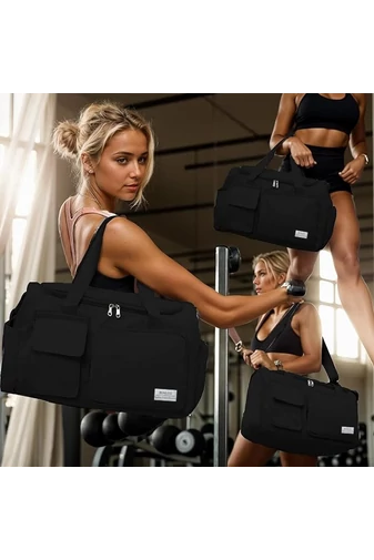 Prémium Minőségű Fekete Bonluo  Utazótáska/Fitnesztáska Cipőtartóval Wizz Air Méretben (40x30x20)