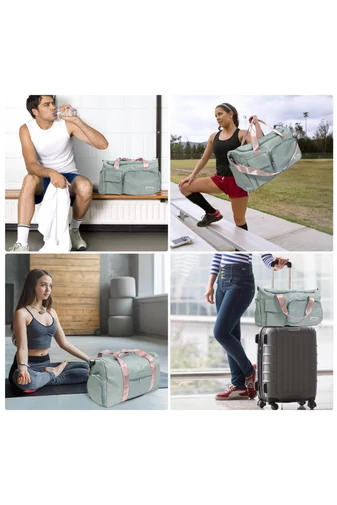 Prémium Minőségű Zöld Bonluo Utazótáska/Fitnesztáska Cipőtartóval Wizz Air Méretben (40x30x20)
