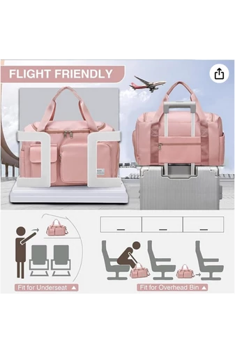 Prémium Minőségű Rózsaszín Bonluo Utazótáska/Fitnesztáska Cipőtartóval Wizz Air Méretben (40x30x20)