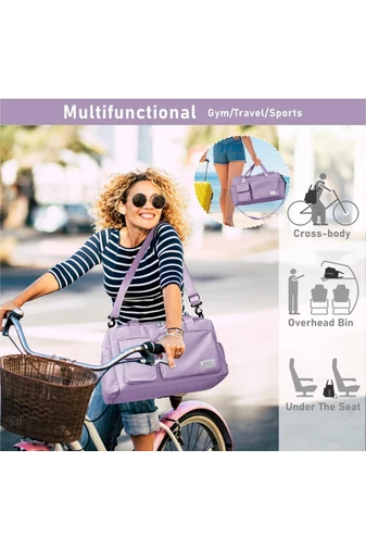 Prémium Minőségű Lila Bonluo Utazótáska/Fitnesztáska Cipőtartóval Wizz Air Méretben (40x30x20)