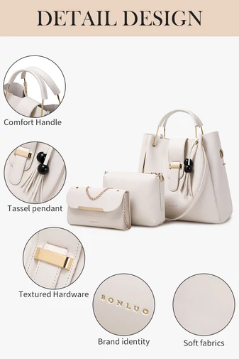 Válltáska Szett Crossbody Táskával és Pénztárcával Bonluo Bordó(3 db)