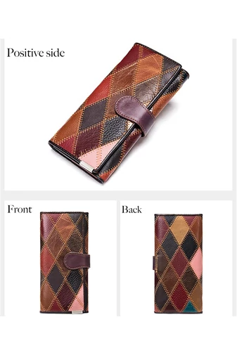 Valódi bőr 3d varrott színes kollázs pénztárca (19*9,5*3,5cm)