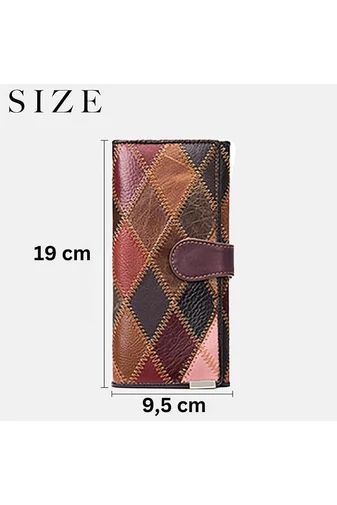 Valódi bőr 3d varrott színes kollázs pénztárca (19*9,5*3,5cm)