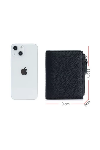 Női pénztárca valódi bőr fekete mini (11*9*2cm)