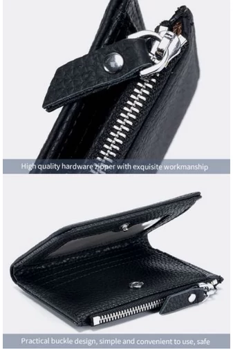 Női pénztárca valódi bőr fekete mini (11*9*2cm)