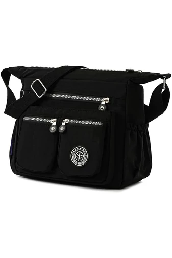 Fekete Vízálló Crossbody Táska (22x29x12cm)