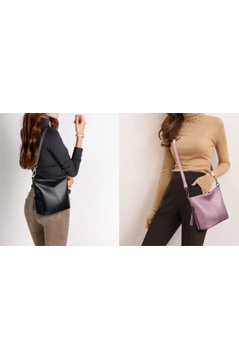Fekete Műbőr Crossbody Táska (20x27x10cm)