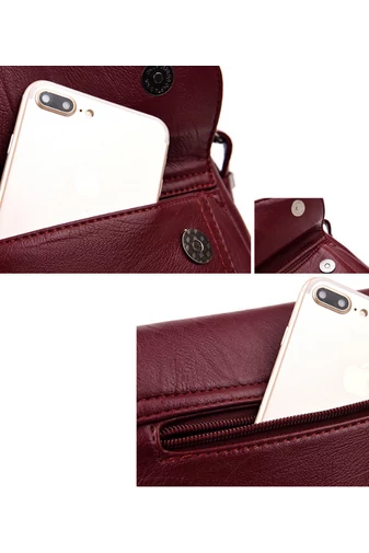 Bordó Ökológiai Bőr Crossbody Táska (21x25x12cm)
