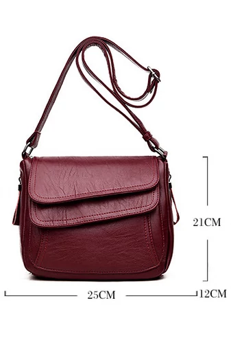 Bordó Ökológiai Bőr Crossbody Táska (21x25x12cm)