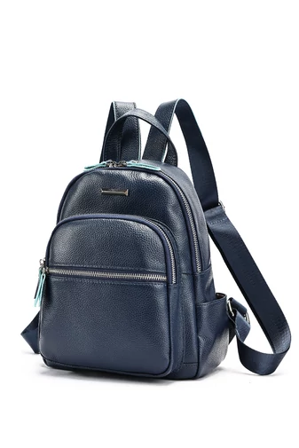 Női Hátizsák Valódi bőrből Bonluo Kék Mini 27*22*11cm