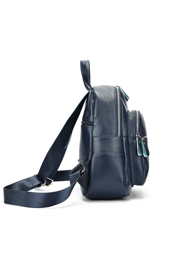 Női Hátizsák Valódi bőrből Bonluo Kék Mini 27*22*11cm