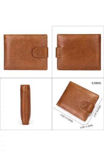 Férfi Valódi Bőr Pénztárca Bonluo Barna bővíthető 11,5*9,5*1,5 cm
