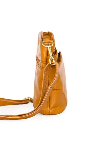 Valódi Bőr Crossbody Táska Bonluo Konyakbarna színű 21x19,5x9,5 cm
