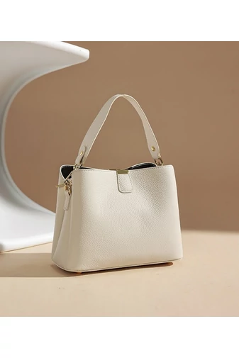 Válltáska/Crossbody táska 2az1-ben, Valódi Bőrből, Kompakt, Elegáns, Bonluo, Fehér 18×25×11cm