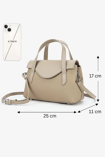 Kézitáska/Crossbody Táska 2az1ben, Valódi Bőrből, Elegáns, Kompakt, Fekete 17×25×11cm