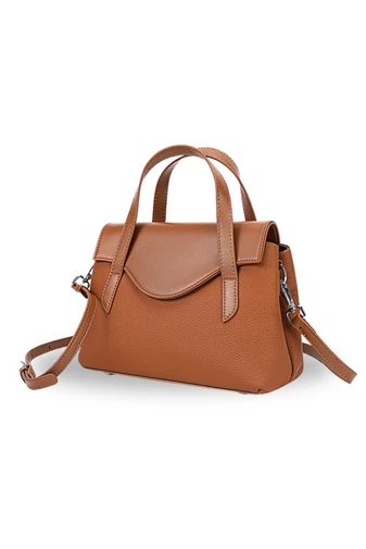 Kézitáska/Crossbody Táska 2az1ben, Valódi Bőrből, Elegáns, Kompakt, Világosbarna 17×25×11cm