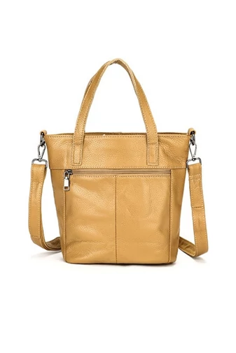 Kézitáska/Crossbody táska 2az1ben, Valódi bőrből, Multifunkciós, Világosbarna 25×23×12cm