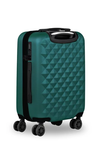 Kabinbőrönd Keményfalú Kézipoggyász Wizz Air Méretben Bonluo Sötétzöld 55X35X22cm Levehető kerekekkel 