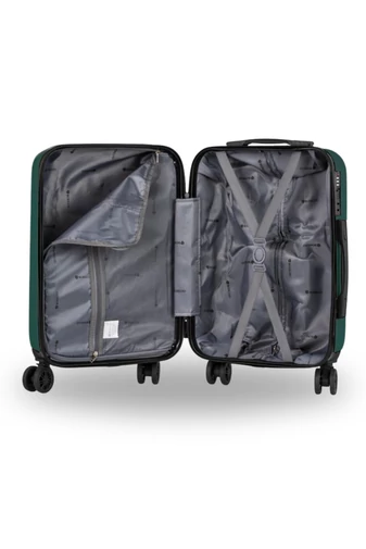 Kabinbőrönd Keményfalú Kézipoggyász Wizz Air Méretben Bonluo Sötétzöld 55X35X22cm Levehető kerekekkel 
