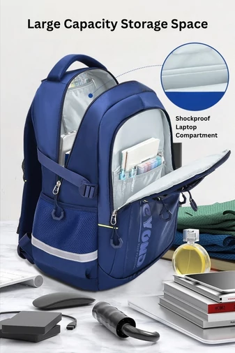 Multifunkciós fekete hátizsák ideális iskolába, laptop rekesszel, vízálló kialakítás, 48*32*17 cm