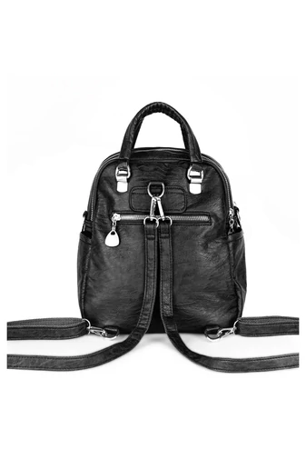 Női Műbőr Hátizsák/Crossbody Táska Fekete Bonluo (26x24x12cm)