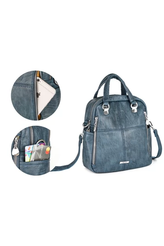 Női Műbőr Hátizsák/Crossbody Táska Kék Bonluo (26x24x12cm)