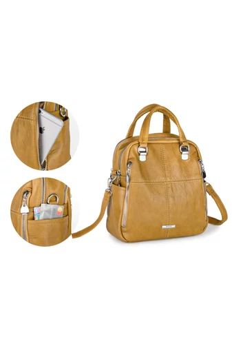 Női Műbőr Hátizsák/Crossbody Táska Barna Bonluo (26x24x12cm)