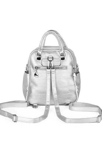 Női Műbőr Hátizsák/Crossbody Táska Ezüst Bonluo(26x24x12cm)