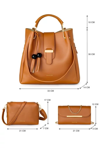  Válltáska Szett Crossbody Táskával és Pénztárcával Bonluo Barna(3 db)