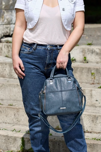 Női Műbőr Hátizsák/Crossbody Táska Kék Bonluo (26x24x12cm)