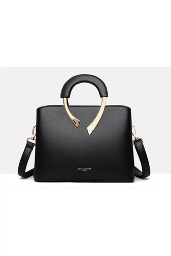Kézitáska/Crossbody Táska Arany Díszítéssel Bonluo Fekete Műbőr  (21x27x13cm)
