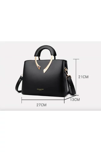 Kézitáska/Crossbody Táska Arany Díszítéssel Bonluo Fekete Műbőr  (21x27x13cm)
