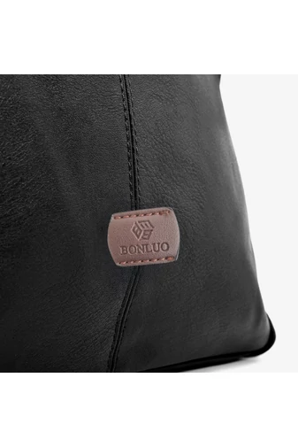 Fekete műbőr Crossbody táska nőknek Bonluo